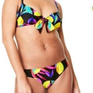 Tabitha Brown Target Lemon Print Tie Front Bikini Size L